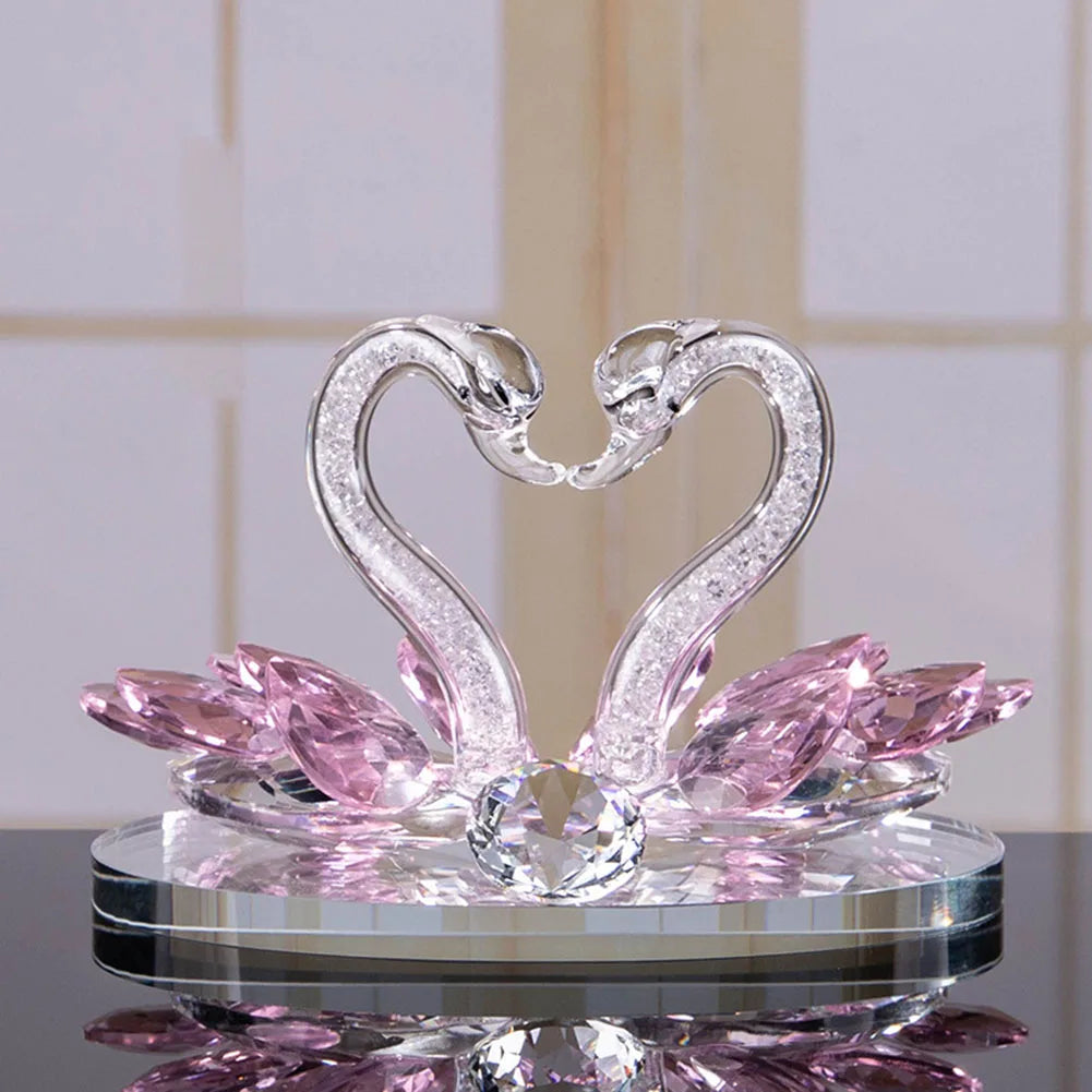 Crystal Swan Ornaments - Elegant Glass Figurines for Living Room Decor & Paperweight Crafts