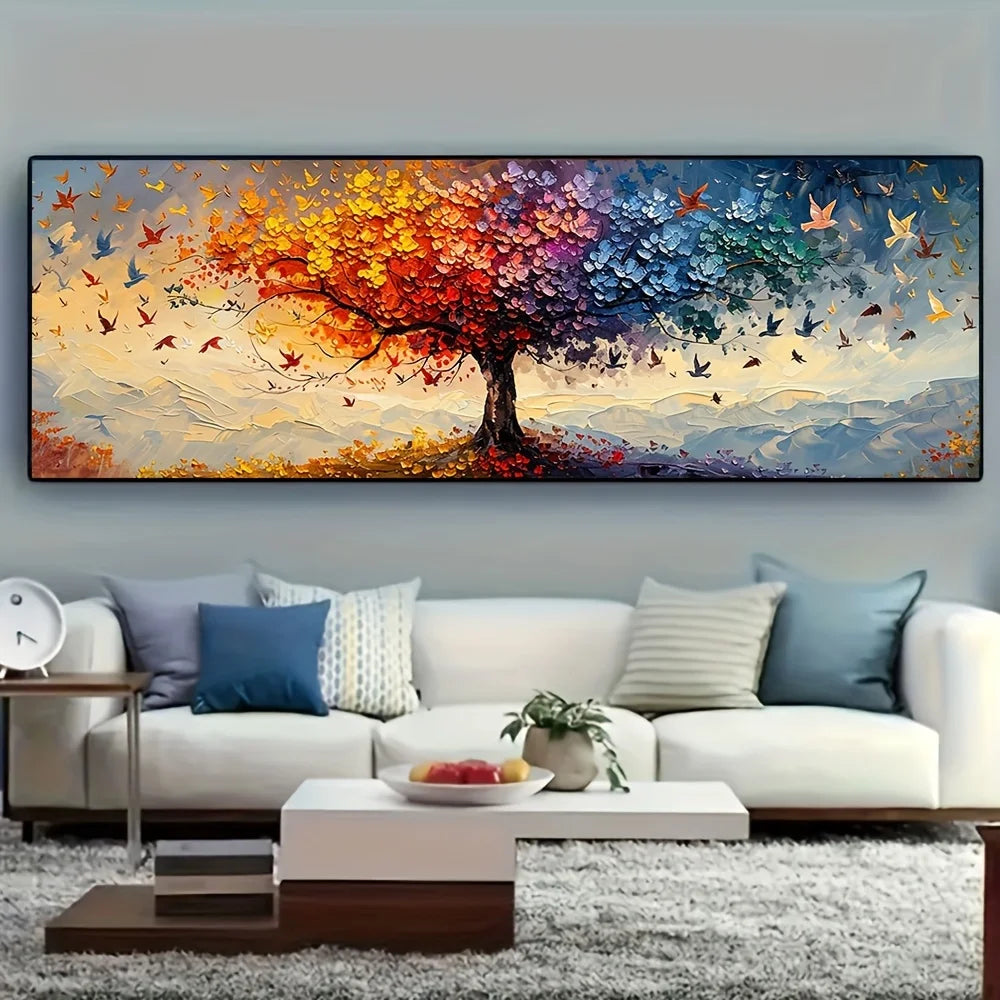 Oversized Tree of Life Canvas - Multicolor Butterfly Wall Art for Home Décor