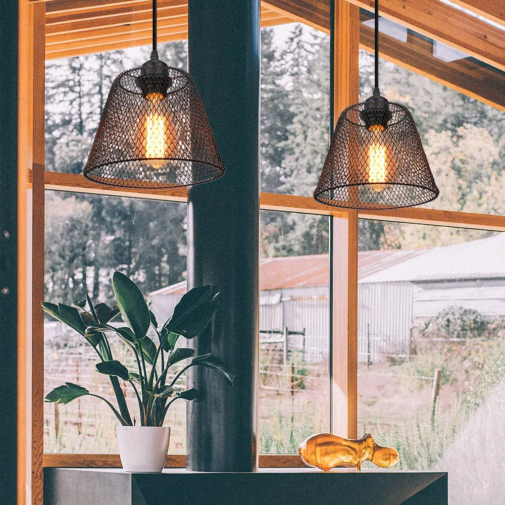 Vintage Metal Wire Cage Pendant Light – Stylish Lighting for Any Space