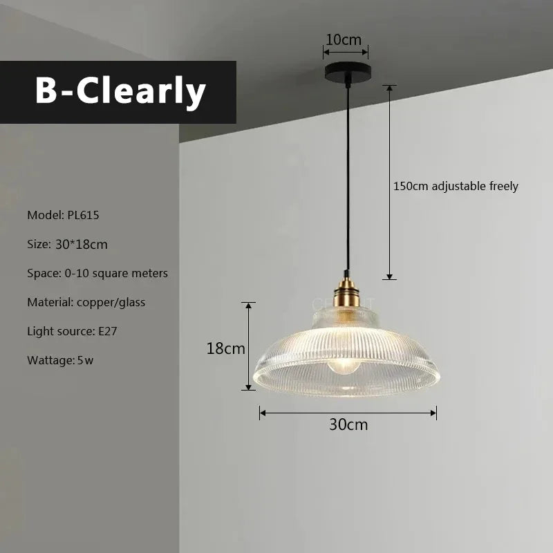 Nordic Glass Pendant Lights with Retro Hanging Fixtures for Home Illumination