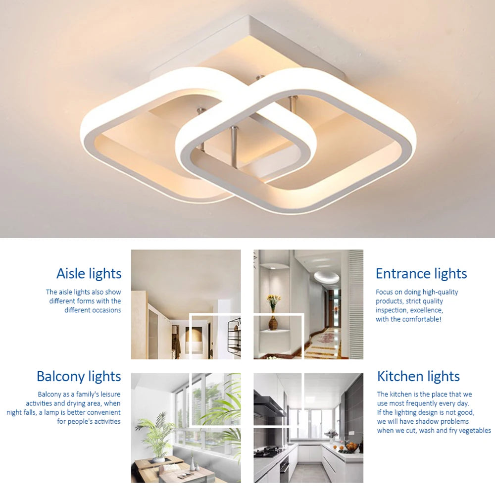 IRALAN LED Ceiling Chandelier - Modern Square Ceiling Light for Kitchen, Bedroom, Balcony, and Foyer