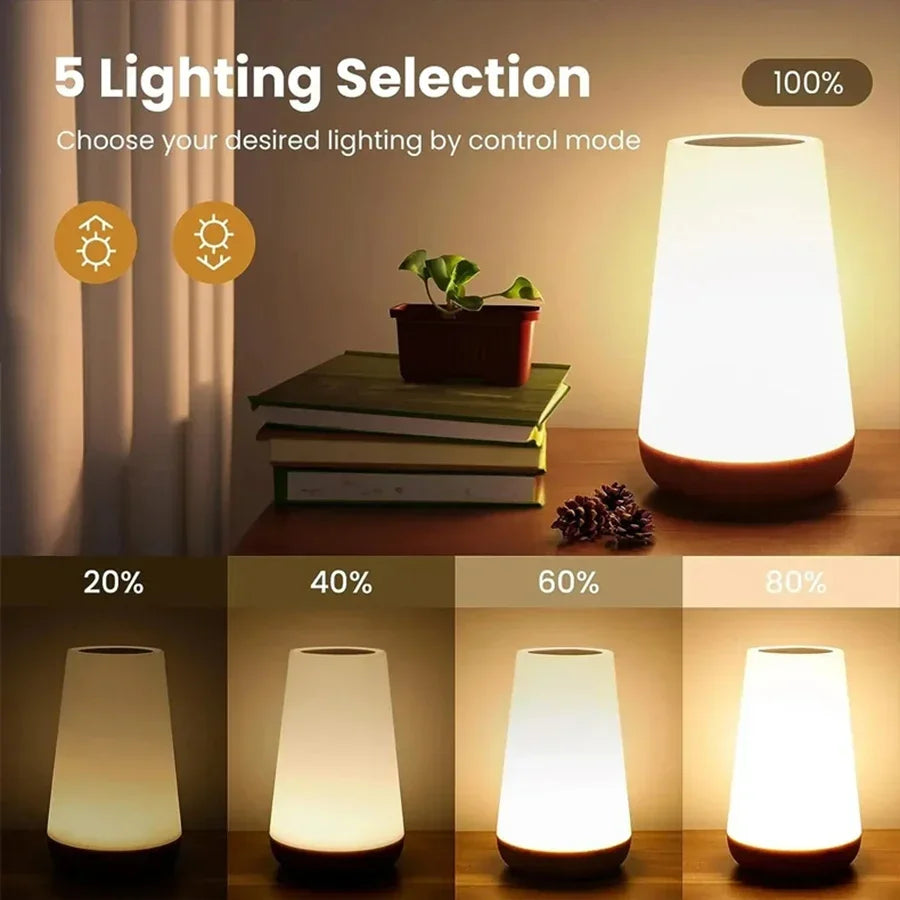 USB Rechargeable LED Table Lamp with Remote Control with Color Changing RGB Dimmable Bedside Lamp