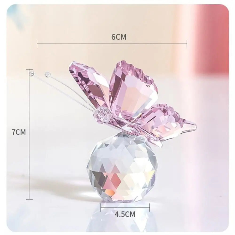 Crystal Butterfly Figurine with Ball Base - Elegant Glass Ornament for Home, Wedding Décor, and Souvenir Gifts