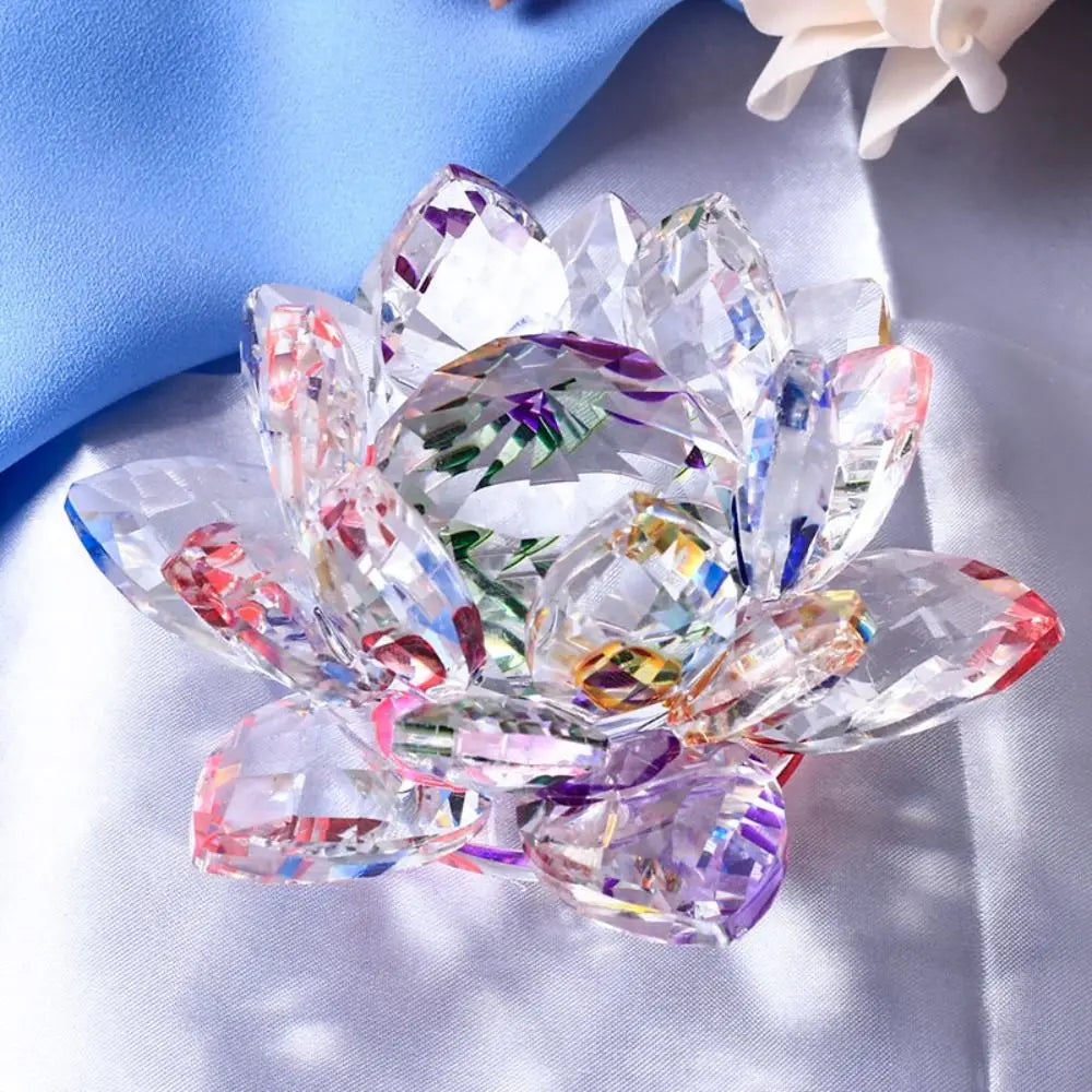 Multicolor Crystal Lotus Flower Figurine – Home & Wedding Decoration