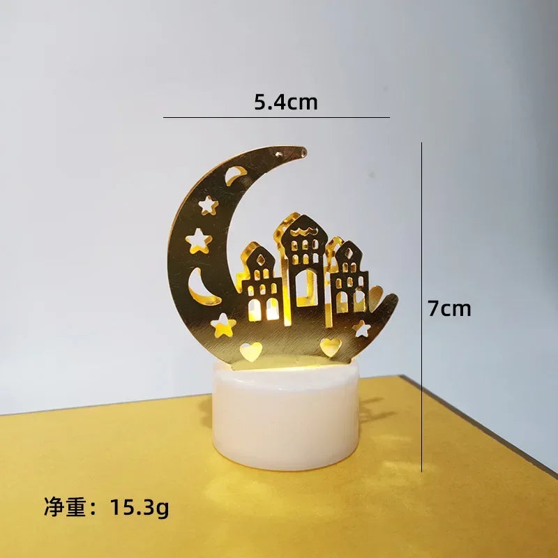 Ramadan Eid Mubarak LED Candle Light – Iron Ornament for Muslim Home Décor