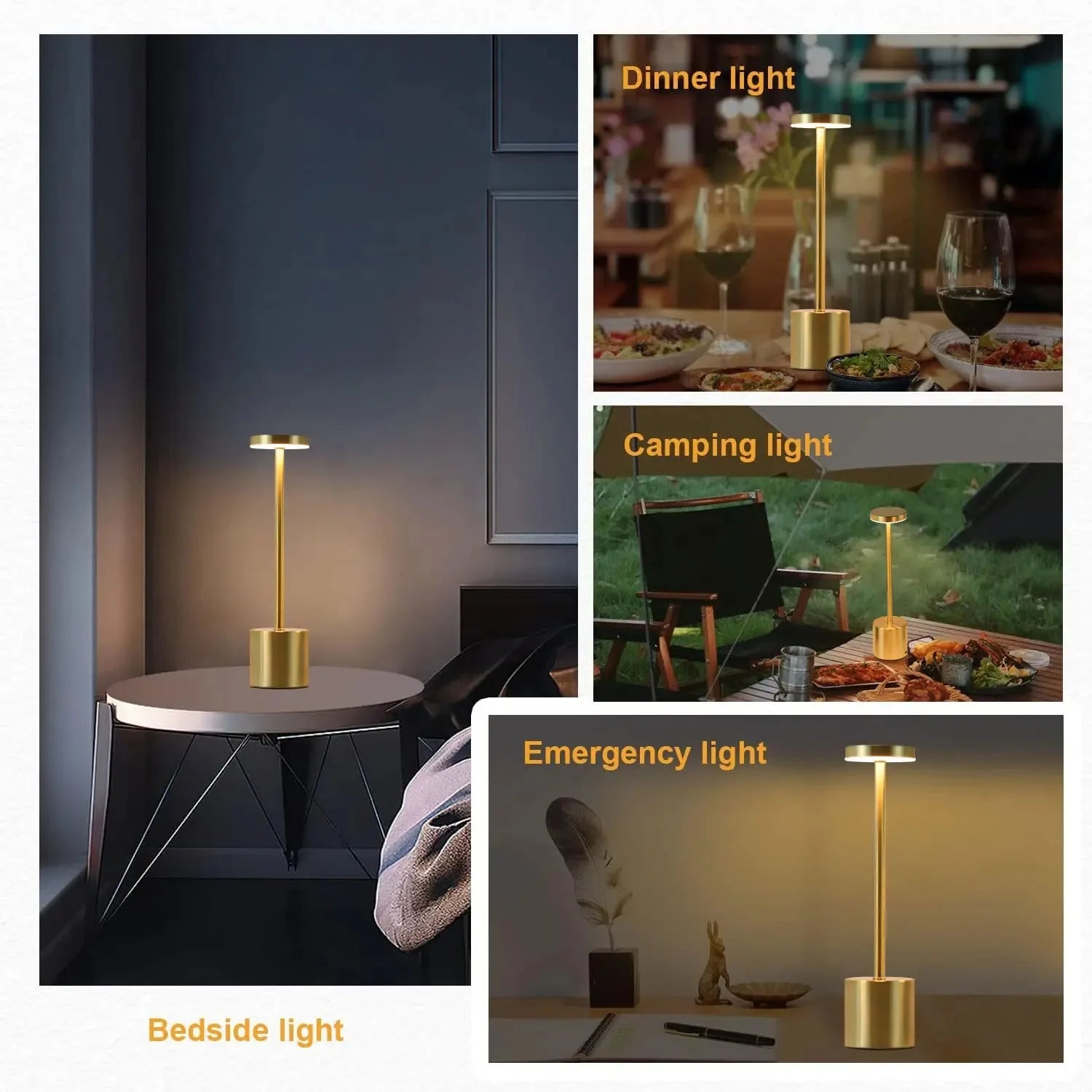 Adjustable Touch Sensor LED Table Lamp – 3-Color Rechargeable Desk Light