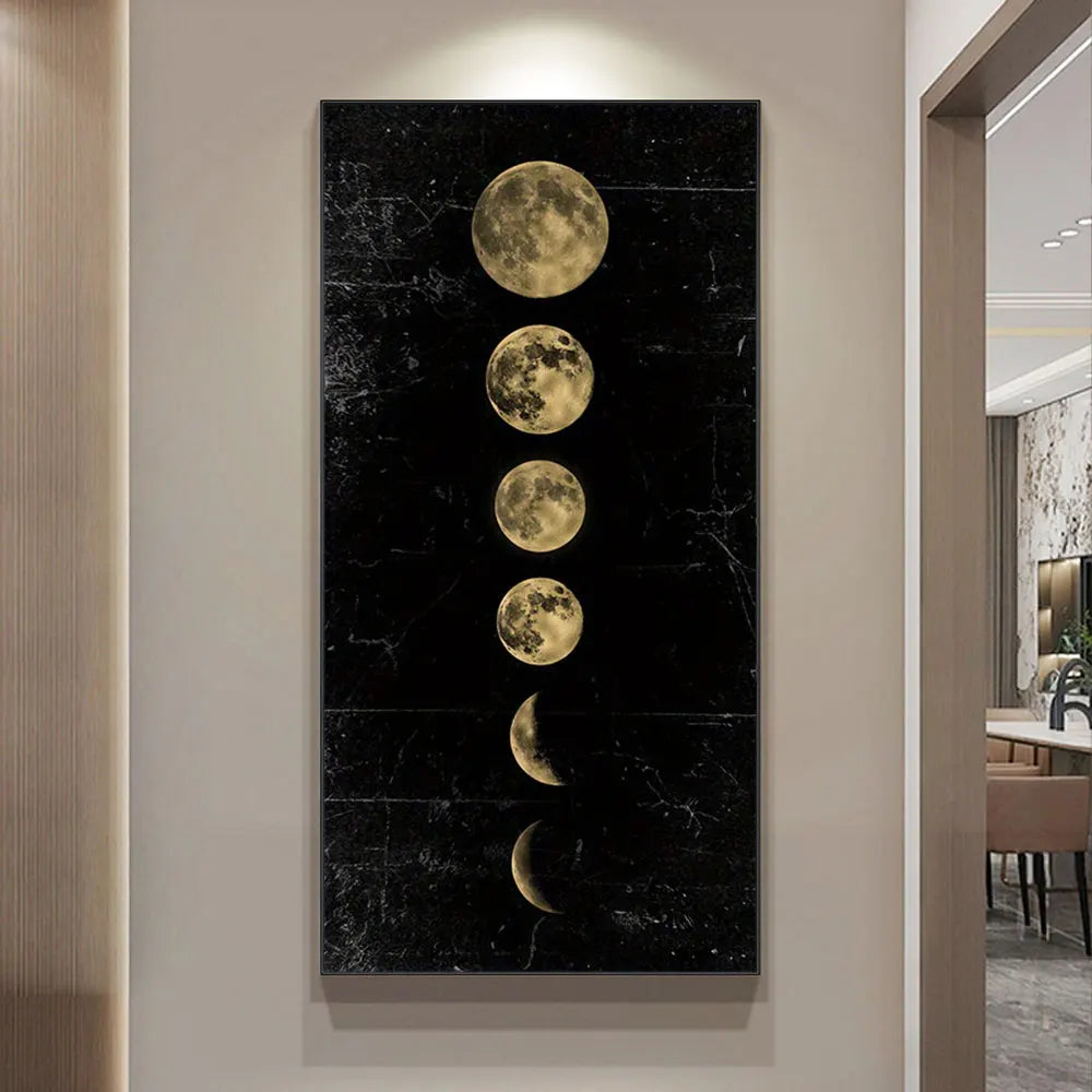 Wall Art Moon Phase Gold Black Posters Aesthetic Canvas Art Prints