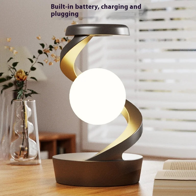 Rotating Moon Desk Lamp with Wireless Phone Charging  Sensor Control Decorative Night Light for Home and Desk