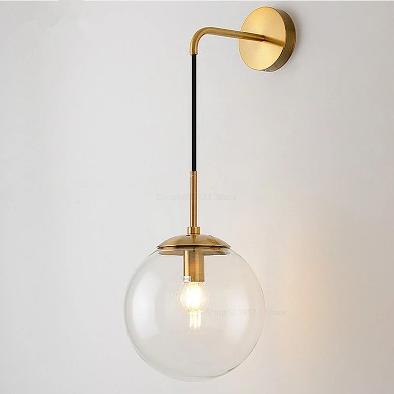 Nordic Modern Vintage Wall Lamps: LED Glass Ball Elegance for Your Home