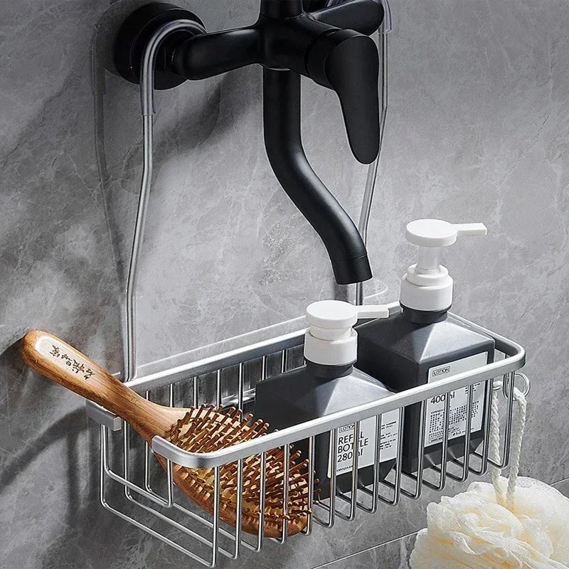 No-Drill Toilet Shower Rack – Bathroom Storage Basket for Bath Products and Accessories