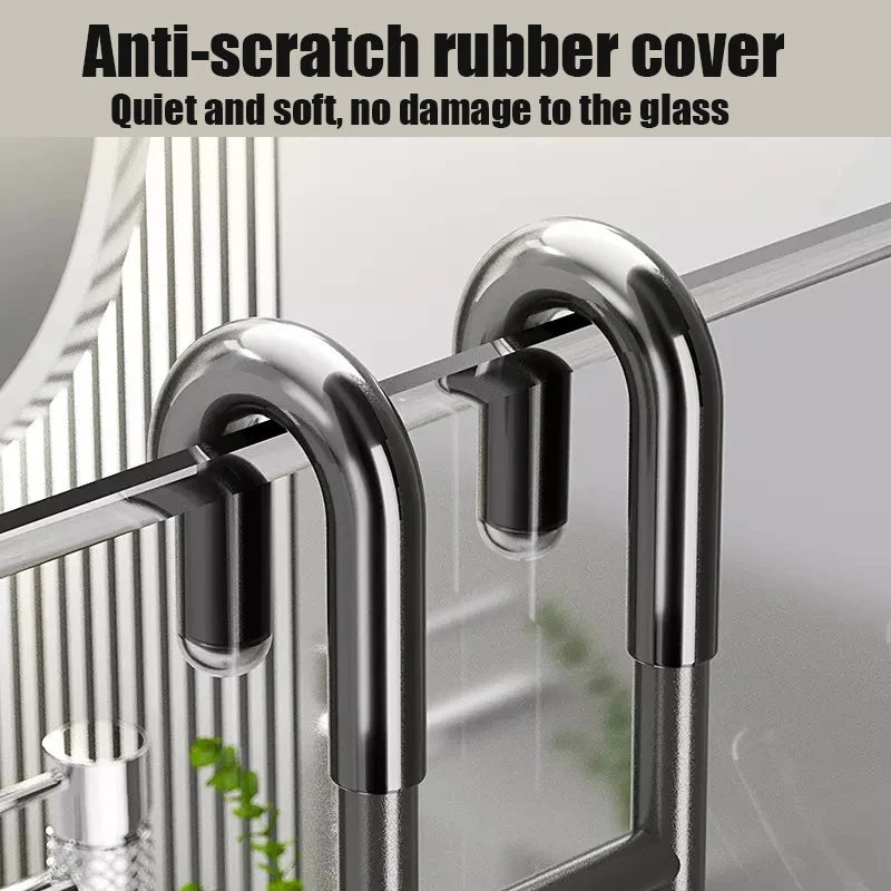 Stainless Steel Over Glass Door Shower Towel Rack – S-Shape Bathroom Bathrobe Hanger with Hooks