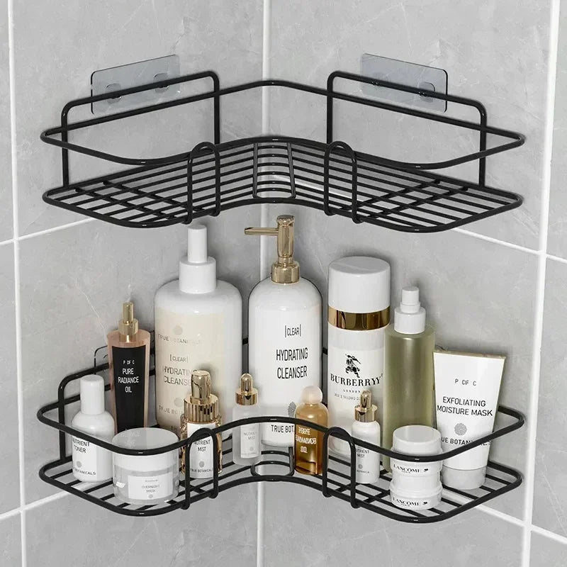 Wall Mounted Corner Storage Shelf – Iron Bathroom Organizer, Shampoo & Cosmetic Rack