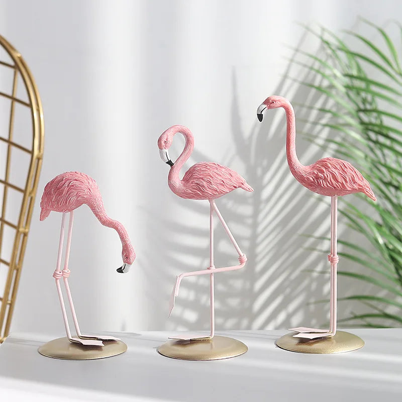 Flamingo Ornaments – Pink Resin Desktop Decorations for Home, Office, and Living Room