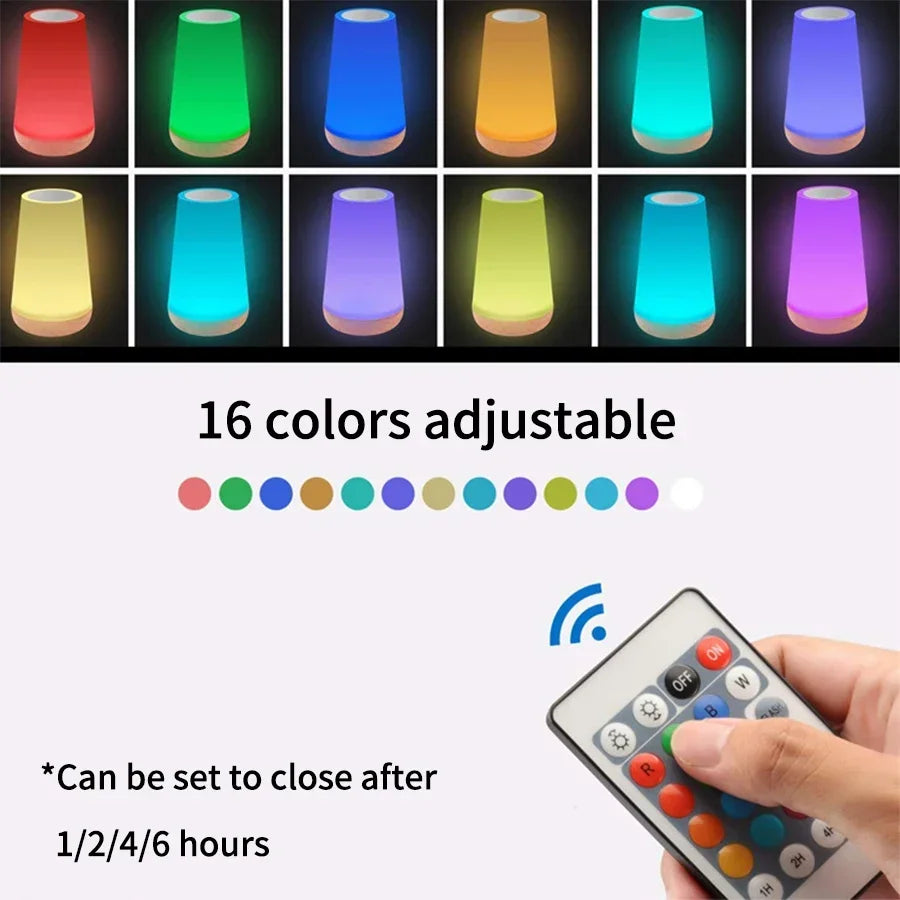 USB Rechargeable LED Table Lamp with Remote Control with Color Changing RGB Dimmable Bedside Lamp