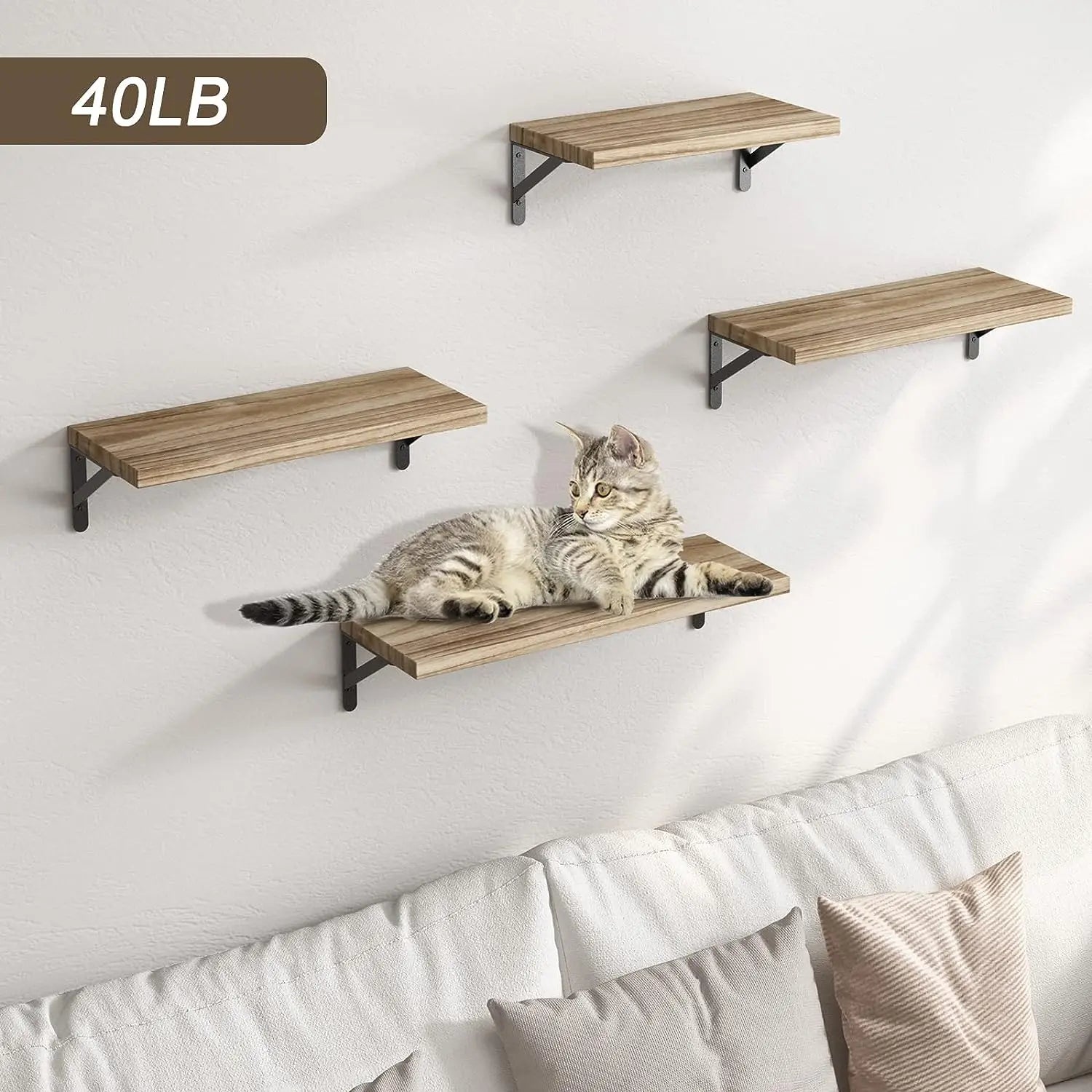 Solid Wood Floating Wall Shelf – Minimalist Wall-Mounted Storage for Bathroom