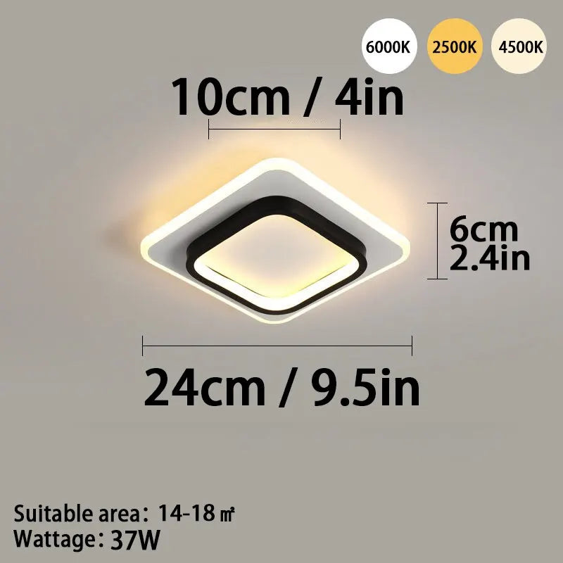 Modern LED Ceiling Light - Tri-Color Dimming Surface Mount for Bedroom, Hallway, and Living Room