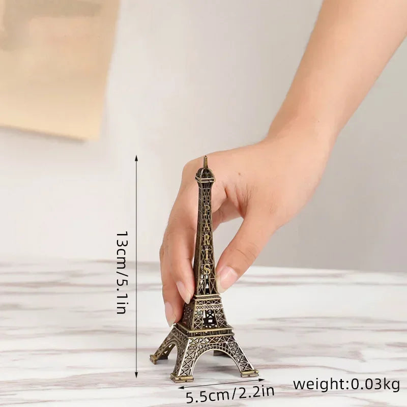 Romantic Paris Eiffel Tower Figure - Retro Metal Sculpture for Home Decor