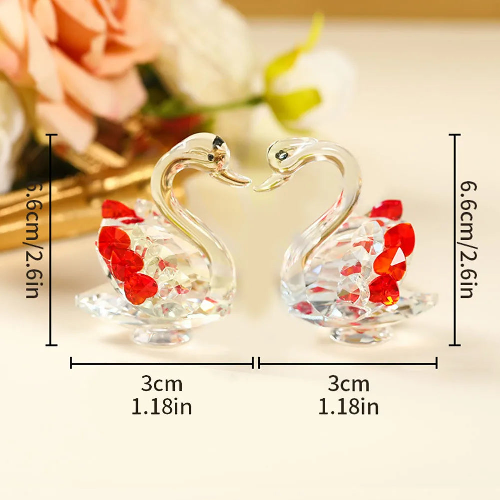 Crystal Swan Ornaments - Elegant Glass Figurines for Living Room Decor & Paperweight Crafts