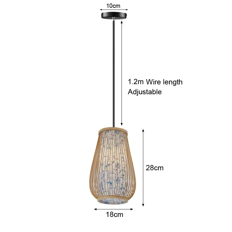 Bamboo Hanging Lamp – Hand-Knit Rattan Pendant Light for Dining and Home Decor