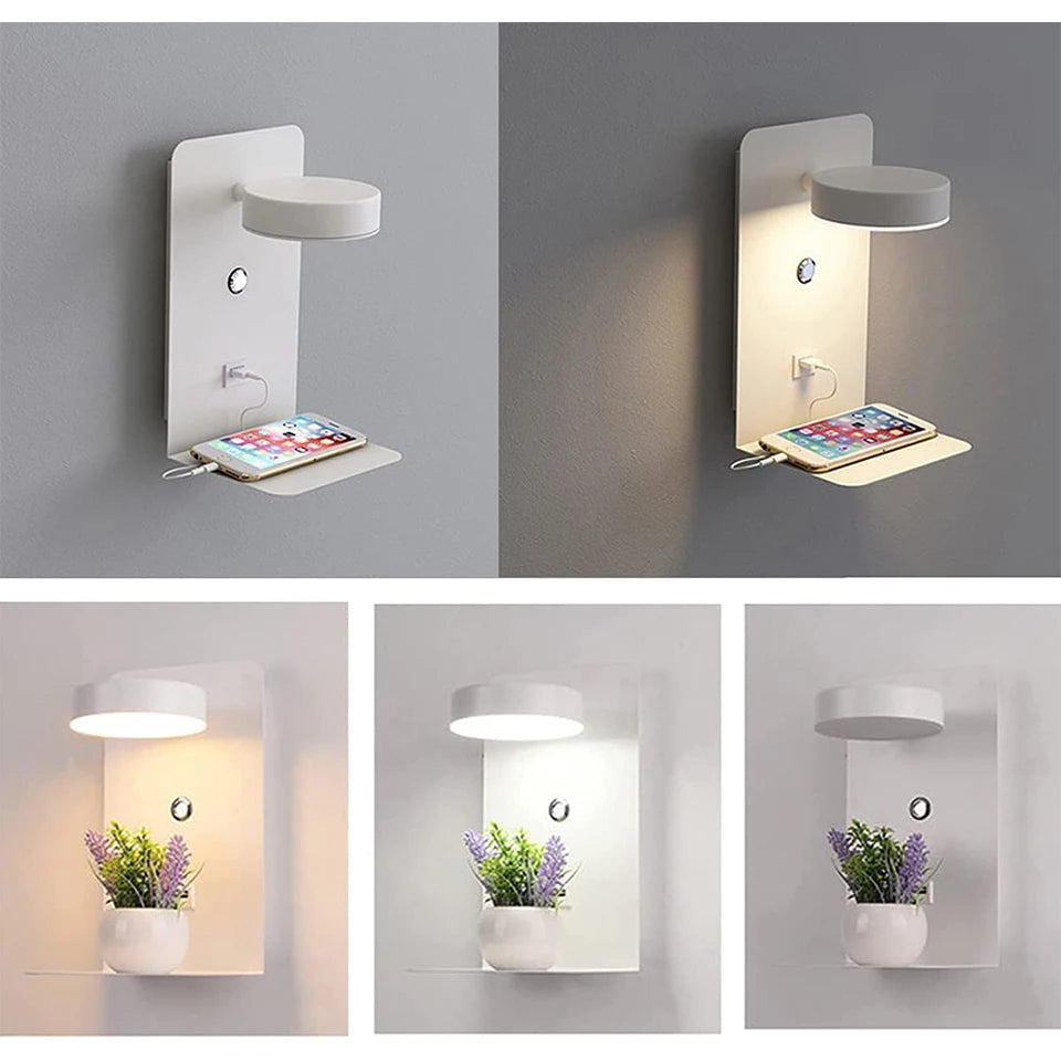 LED Wall Lamp with Switch and USB Charging Port: Modern Art Lighting