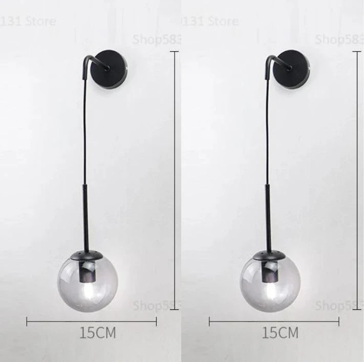 Nordic Modern Vintage Wall Lamps: LED Glass Ball Elegance for Your Home