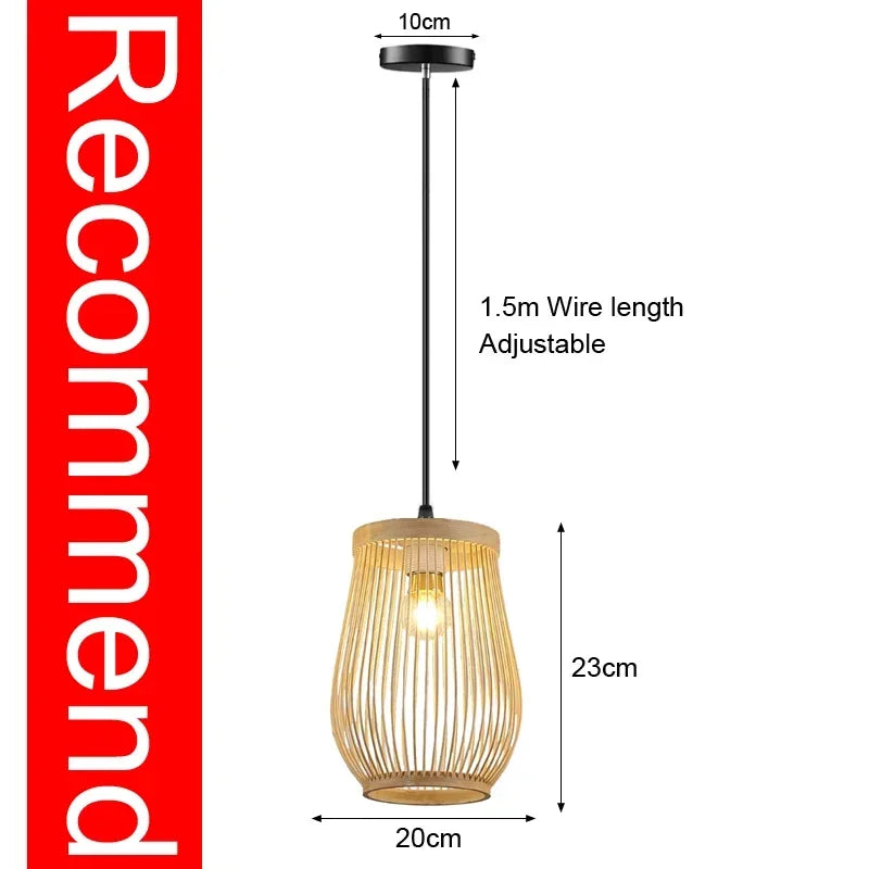 Style Bamboo Pendant Lamp – Elegant Chandelier for Cafes and Living Room Decor