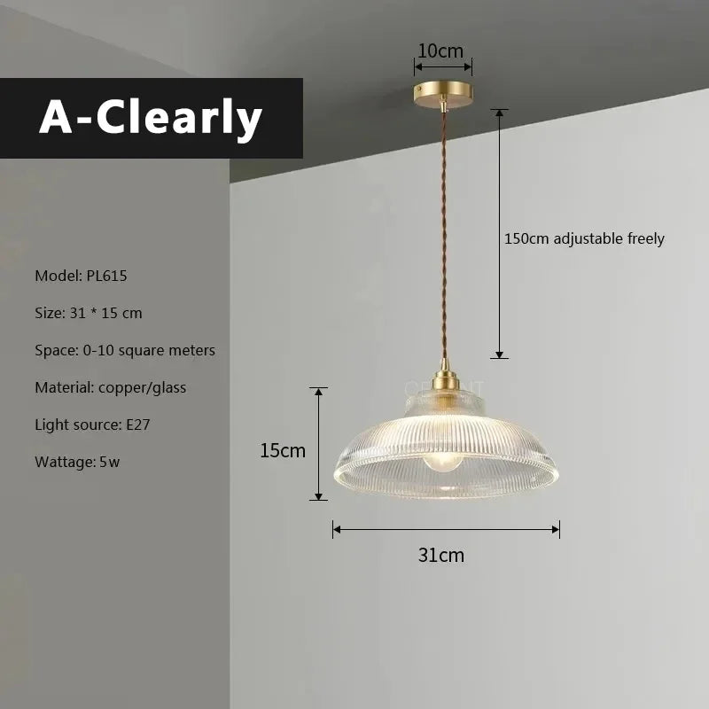 Nordic Glass Pendant Lights with Retro Hanging Fixtures for Home Illumination