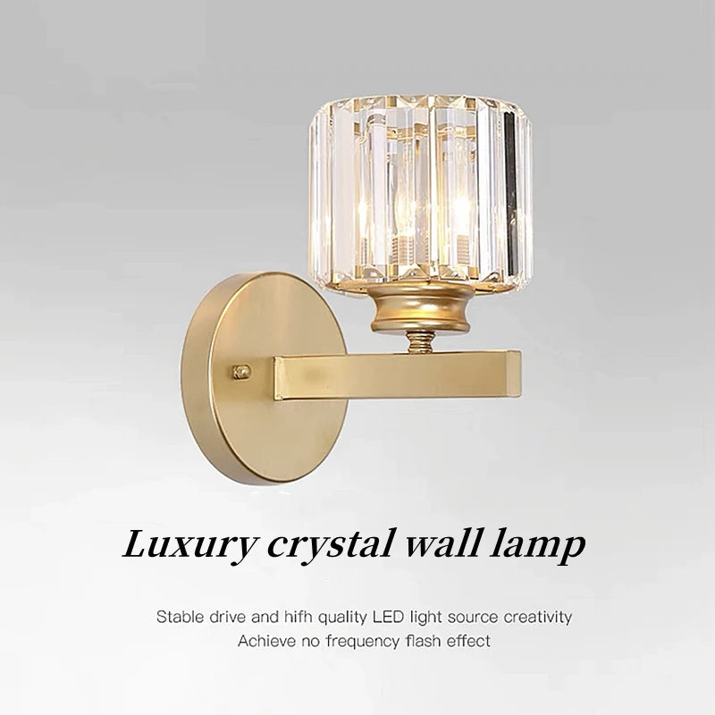 Modern Luxury Crystal Wall Lamp – Nordic Creative Metal Sconce for Living Room and Dining Room