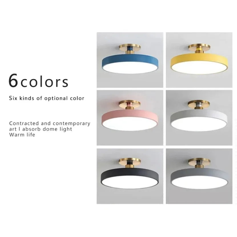 Circular Macaron LED Ceiling Light – Modern Remote Dimming Chandelier for Bedroom & Living Room