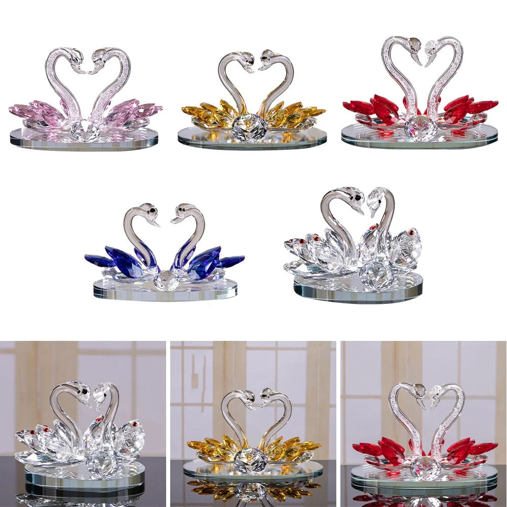 Crystal Swan Ornaments - Elegant Glass Figurines for Living Room Decor & Paperweight Crafts