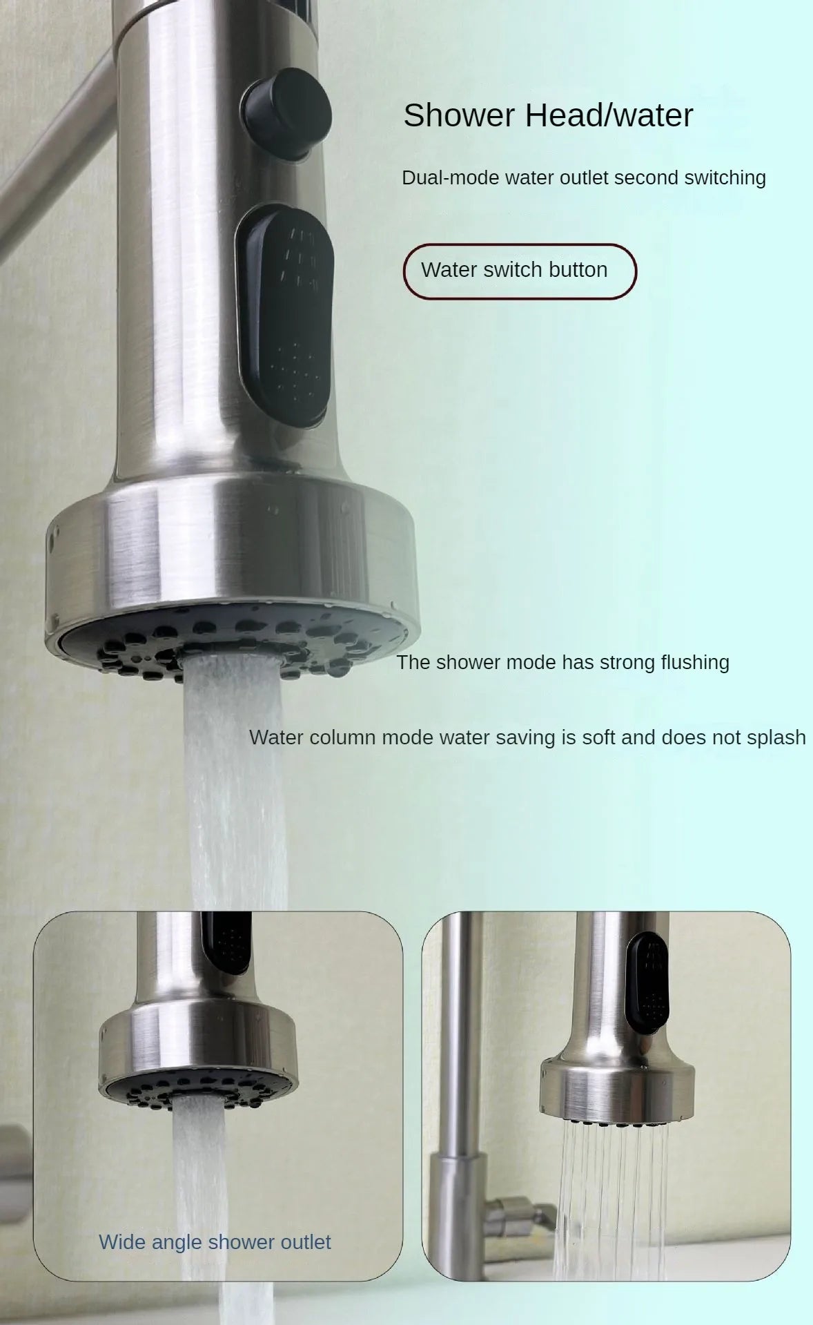 Kitchen Wall Faucet - Deck Mounted Single Cold Tap with 360 Degree Rotation