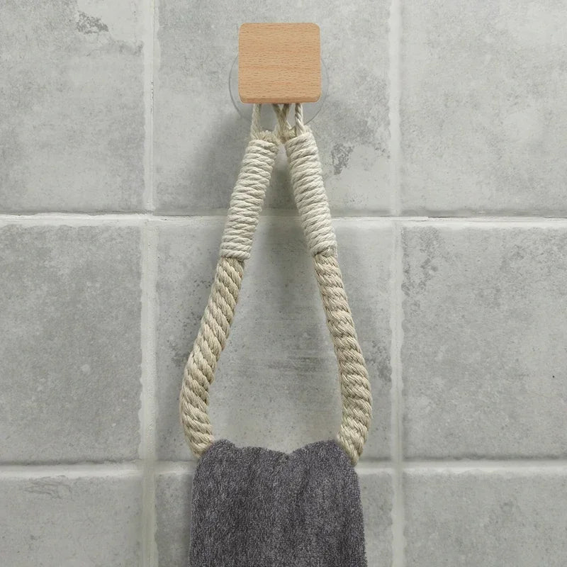 Nail-Free Paper Towel Holder & Tissue Rack – Rope Towel Hook for Bathroom Storage