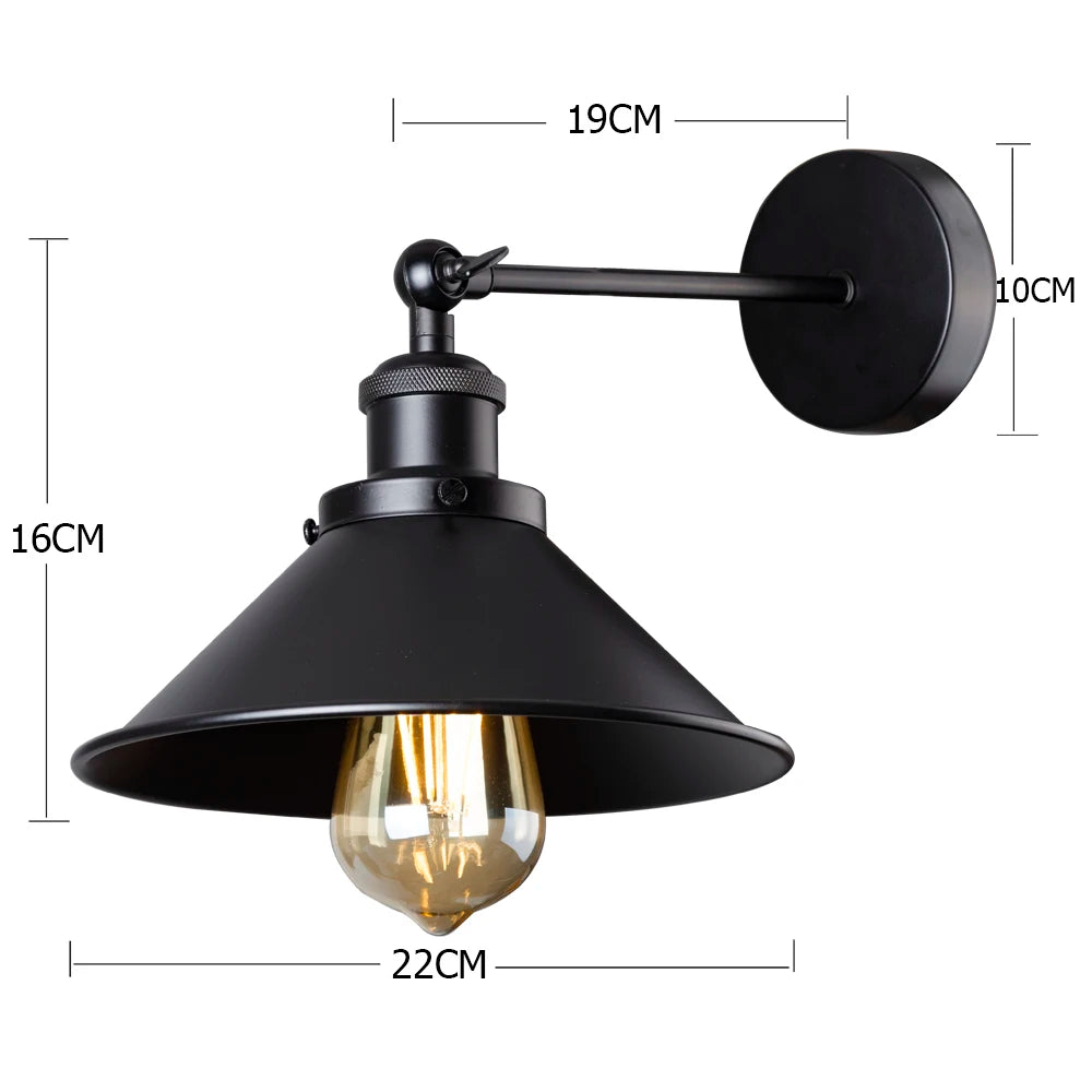 Modern Black Wall Sconces - Adjustable Swing Arm Vintage Industrial Lamp