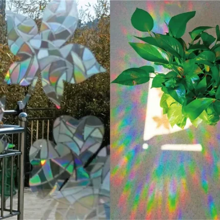 Rainbow Prism Leaf Glass Stickers – Electrostatic PVC Suncatcher Window Decals